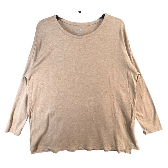 J Jill Simply Supima Tunic Top Womens 1X Tan Crew Neck Drop Shoulders Relaxed - Picture 1 of 14